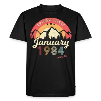 Né en janvier 1984 Mountains Vintage - T-shirt Premium bio Homme - noir - Devant - Nico (187cm)