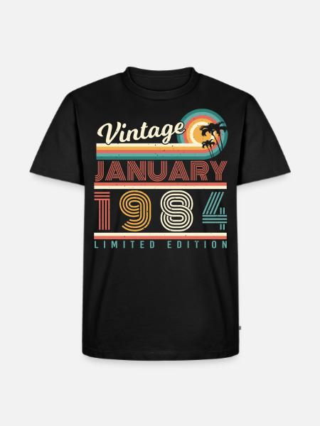 Né en 1984 Janvier Millésime - T-shirt Premium bio Homme - noir