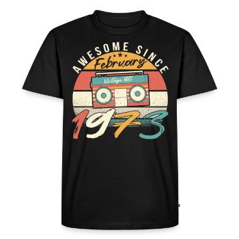 Février 1973 Retro - T-shirt Premium bio Homme - noir - Devant - Nico (187cm)