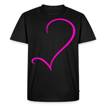 Demi-cœur rose - T-shirt Premium bio Homme - noir - Devant - Nico (187cm)