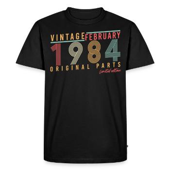 Born in February 1984 Vintage - Men's Premium Organic T-Shirt - black - Front - Nico (187cm)