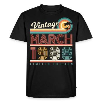 Né en mars 1988 Retro - T-shirt Premium bio Homme - noir - Devant - Nico (187cm)