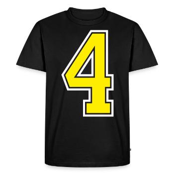 Numéro 4 Design jaune - T-shirt Premium bio Homme - noir - Devant - Nico (187cm)