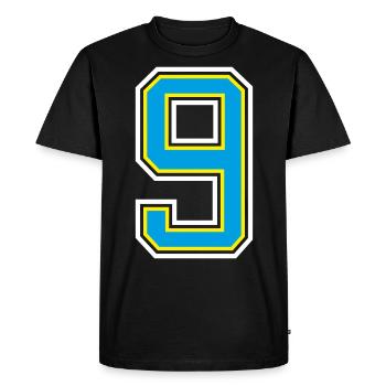 Numéro 9 Design bleu - T-shirt Premium bio Homme - noir - Devant - Nico (187cm)