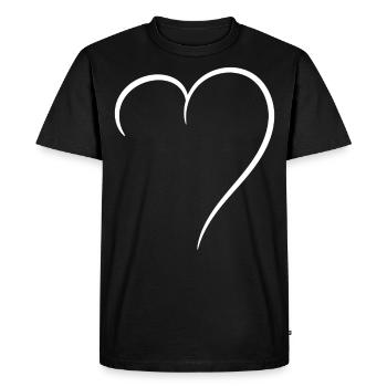 Demi-cœur d’amour blanc - T-shirt Premium bio Homme - noir - Devant - Nico (187cm)