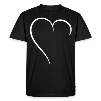 Demi-cœur d’amour blanc - T-shirt Premium bio Homme - noir - Devant - Nico (187cm)