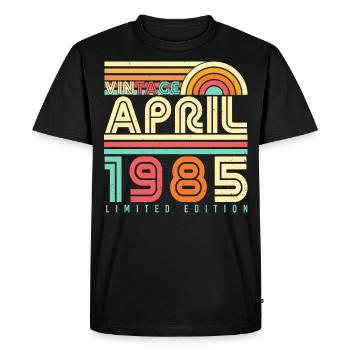 Month of birth Retro April 1985 - Men's Premium Organic T-Shirt - black - Front - Nico (187cm)