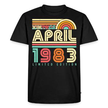 Mois de naissance Avril 1983 - T-shirt Premium bio Homme - noir - Devant - Nico (187cm)