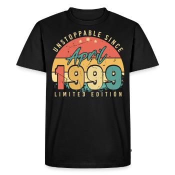 Mois de naissance Avril 1999 - T-shirt Premium bio Homme - noir - Devant - Nico (187cm)