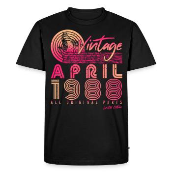 Né en avril 1988 - T-shirt Premium bio Homme - noir - Devant - Nico (187cm)