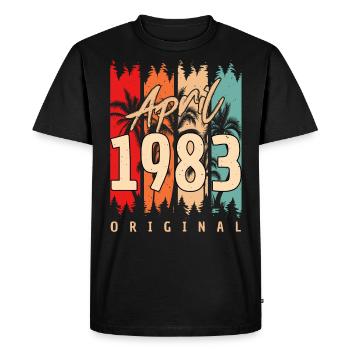 Salutations d’anniversaire avril 1983 - T-shirt Premium bio Homme - noir - Devant - Nico (187cm)