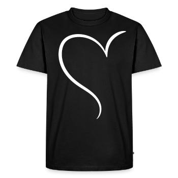 Amour à demi-cœur blanc - T-shirt Premium bio Homme - noir - Devant - Nico (187cm)