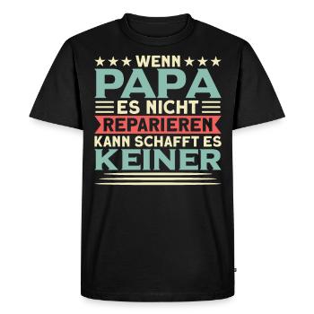 Wenn Papa Es Nicht Reparieren Kann - Männer Premium Bio T-Shirt - Schwarz - Vorne - Nico (187cm)