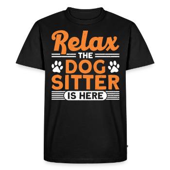 Relax the dog sitter is here - Men's Premium Organic T-Shirt - black - Front - Nico (187cm)