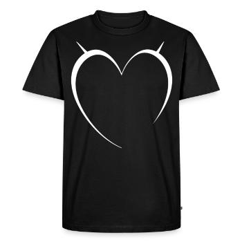 Coeur Blanc Design Simple - T-shirt Premium bio Homme - noir - Devant - Nico (187cm)