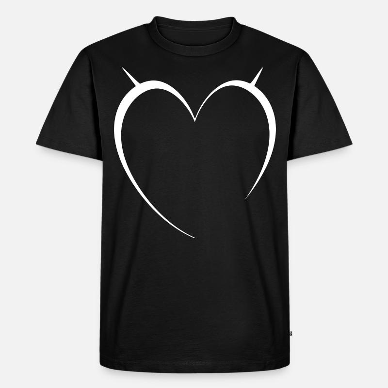 Herz Weiss Einfaches Design - Männer Premium Bio T-Shirt - Schwarz