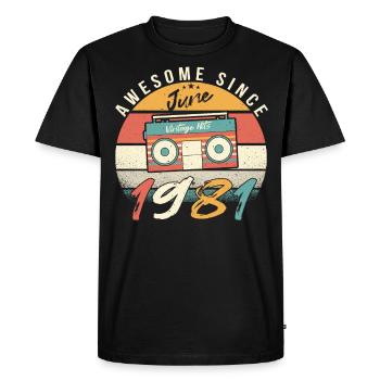 1981 June Vintage Hits - Men's Premium Organic T-Shirt - black - Front - Nico (187cm)