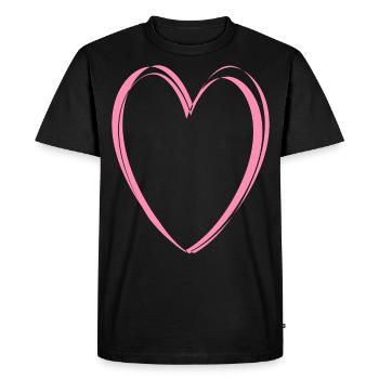 Pink Heart - Men's Premium Organic T-Shirt - black - Front - Nico (187cm)