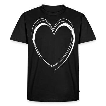 Cœur Blanc Simple - T-shirt Premium bio Homme - noir - Devant - Nico (187cm)