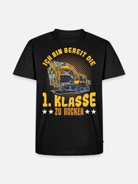 Bagger Schulbeginn Schulanfänger Schulkind - Männer Premium Bio T-Shirt - Schwarz