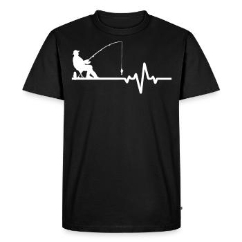 Pêcheur amateur avec ligne ECG - T-shirt Premium bio Homme - noir - Devant - Nico (187cm)