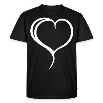 Cœur Blanc Simple - T-shirt Premium bio Homme - noir - Devant - Nico (187cm)