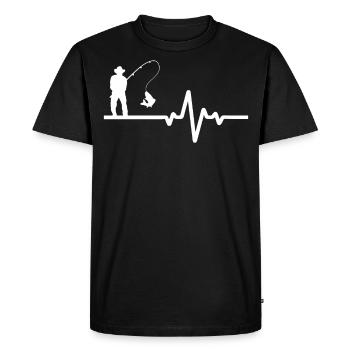 Pêcheur amateur avec ligne ECG - T-shirt Premium bio Homme - noir - Devant - Nico (187cm)