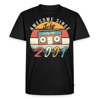 Mois de naissance Juillet 2001 - T-shirt Premium bio Homme - noir - Devant - Nico (187cm)