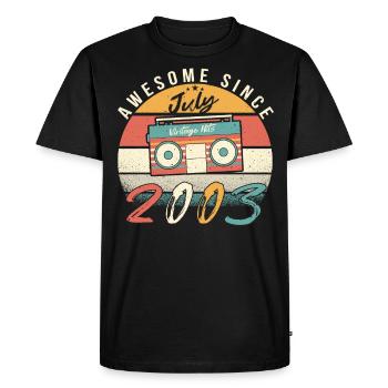 Mois de naissance Juillet 2003 - T-shirt Premium bio Homme - noir - Devant - Nico (187cm)