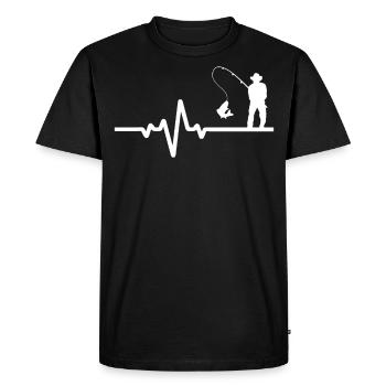 Pêcheur amateur avec ligne ECG - T-shirt Premium bio Homme - noir - Devant - Nico (187cm)