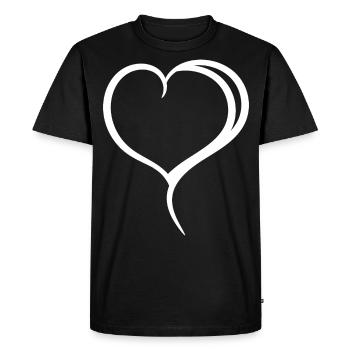 Cœur Blanc Simple - T-shirt Premium bio Homme - noir - Devant - Nico (187cm)