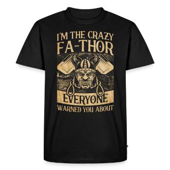 Fa-Thor Father Papa Dad - Men's Premium Organic T-Shirt - black - Front - Nico (187cm)