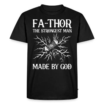 Fa-Thor Father Papa Dad - Men's Premium Organic T-Shirt - black - Front - Nico (187cm)
