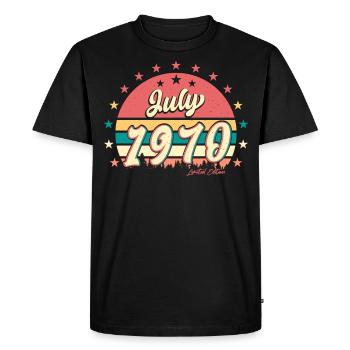 Rétro 1970 Juillet - T-shirt Premium bio Homme - noir - Devant - Nico (187cm)