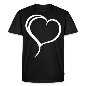 Plain White Heart - Men's Premium Organic T-Shirt - black - Front - Nico (187cm)
