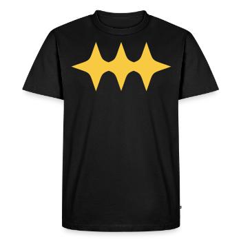 Three Star Yellow - Men's Premium Organic T-Shirt - black - Front - Nico (187cm)