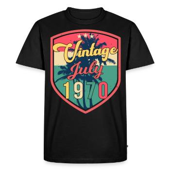 Rétro 1970 en juillet - T-shirt Premium bio Homme - noir - Devant - Nico (187cm)