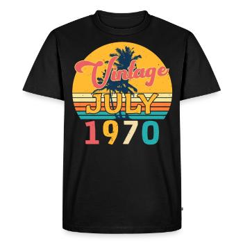 1970 juillet rétro - T-shirt Premium bio Homme - noir - Devant - Nico (187cm)