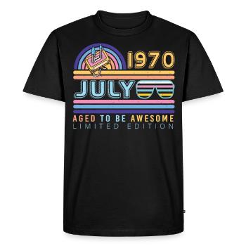 Millésime de juillet 1970 - T-shirt Premium bio Homme - noir - Devant - Nico (187cm)