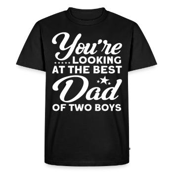 Meilleur père Père Papa Deux garçons - T-shirt Premium bio Homme - noir - Devant - Nico (187cm)