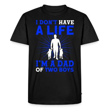 Vintage Père Papa Deux Garçons - T-shirt Premium bio Homme - noir - Devant - Nico (187cm)