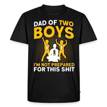 Non préparé Père Papa Deux garçons - T-shirt Premium bio Homme - noir - Devant - Nico (187cm)