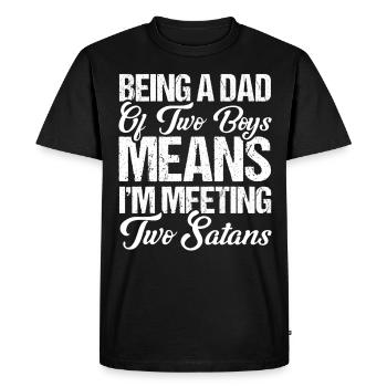 Le père de Satan Papa Deux garçons - T-shirt Premium bio Homme - noir - Devant - Nico (187cm)