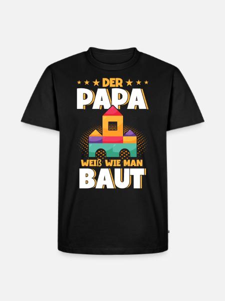 Papa Klemmbaustein Klemmbausteine - Männer Premium Bio T-Shirt - Schwarz