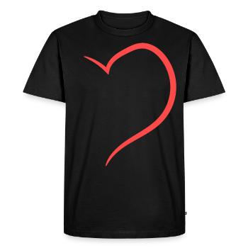 Half Heart In Red Design - Men's Premium Organic T-Shirt - black - Front - Nico (187cm)