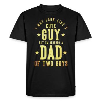 Mignon Père Papa Deux Garçons - T-shirt Premium bio Homme - noir - Devant - Nico (187cm)