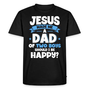 Jésus Père Papa Deux Garçons - T-shirt Premium bio Homme - noir - Devant - Nico (187cm)