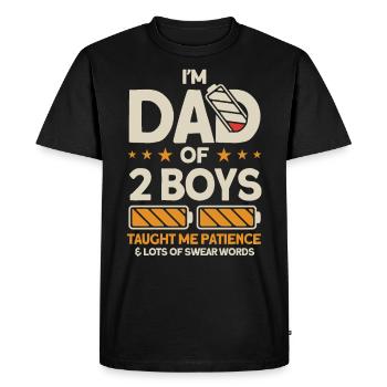 Vendanges Père Papa Deux garçons - T-shirt Premium bio Homme - noir - Devant - Nico (187cm)