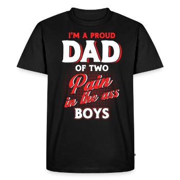 Fier Papa Père Papa Deux Garçons - T-shirt Premium bio Homme - noir - Devant - Nico (187cm)