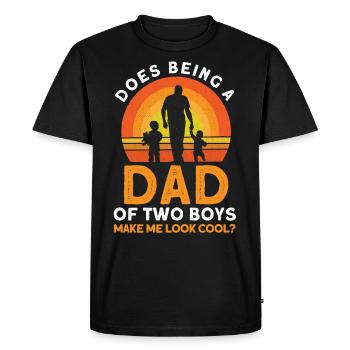Cool Père Papa Deux Garçons - T-shirt Premium bio Homme - noir - Devant - Nico (187cm)